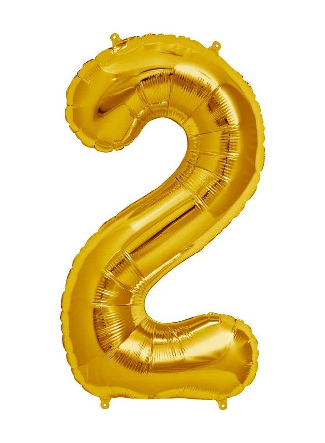 DEEPTI DECOR Number Two (2) Gold Color Aluminum Foil Hd Latex Metallic Number Digit Foil Balloon 16" Inch Balloon Decoration Theme,Theme Party, Party Decoration, Happy Birthday Party - Image 3